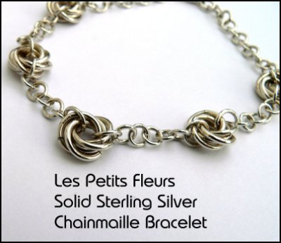 Let Petits Fleurs - Little Flowers Solid Sterling Silver Chainmaille Bracelet
